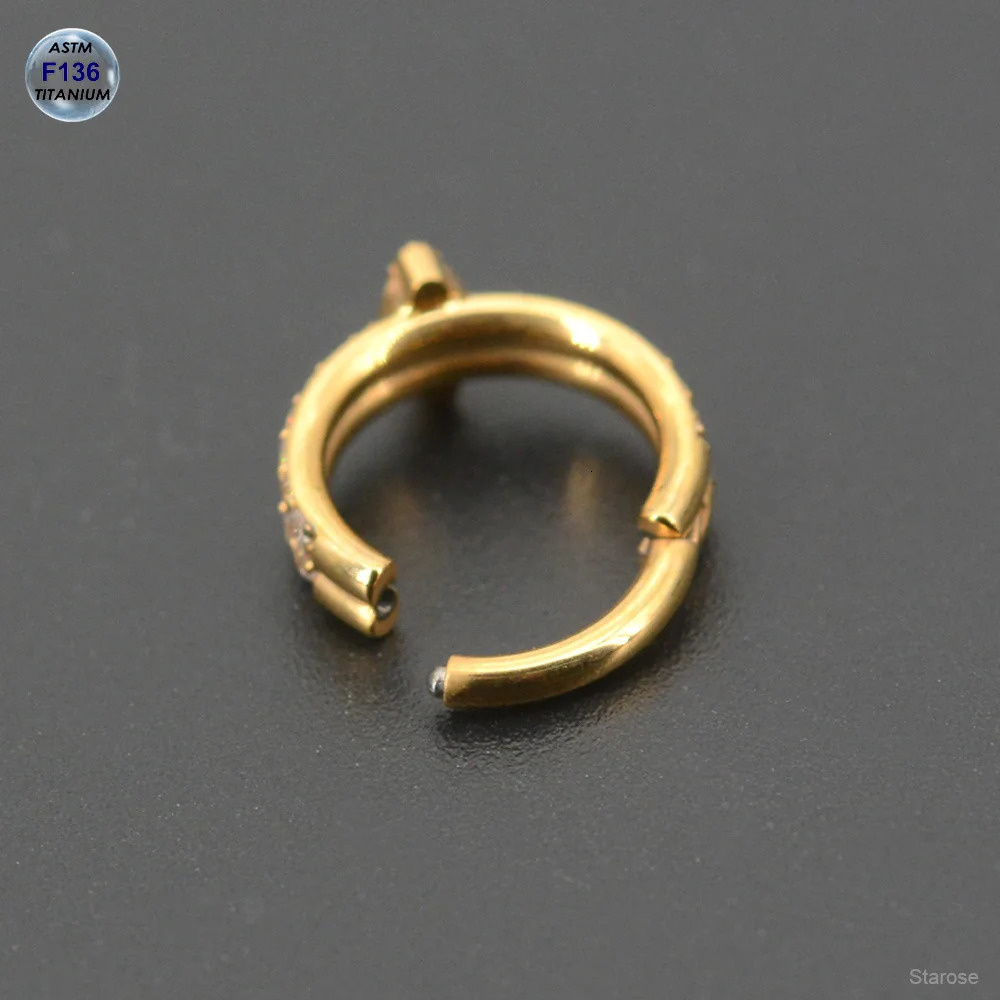 Starose Implant ASTM F136 Ring Segment Piercing Ear Nose Hoop Hinged Clicker Piercing Conch Tragus Earrings 1.2x8/10mm 250103