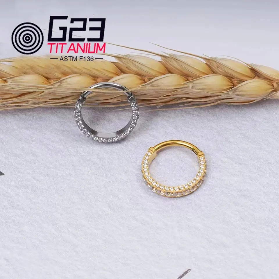G23 Sterling ASTM F136 Hinge Cliker Open Sex Nose Ring Fashion Lady Piercing Jewelry 250103
