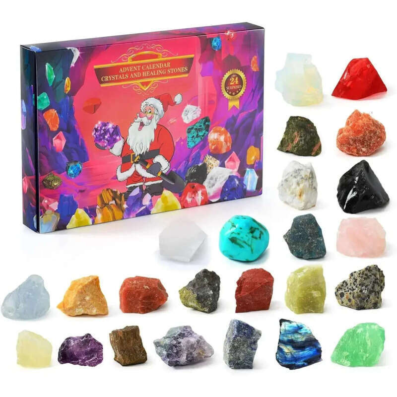 Wholesale Christmas Wholesale Advent Calendar Natural Crystal Gemstones Collection Box 24 Days Countdown Stone Gift For Kids 241023 1023