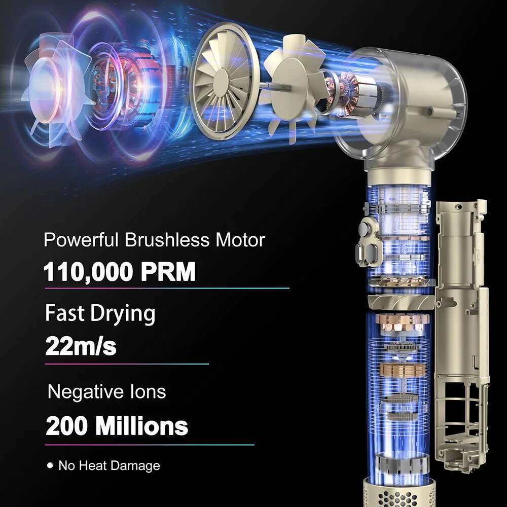 110,000 RPM High Speed 6 in1 Hair Dryer Brush Automatic Curg Iron Curler and Straightener Negative Ion Hot Air Comb Blowdryer