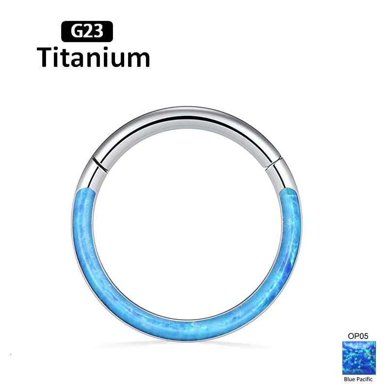 1Pc G23 6-12mm Opal Nose Ring Hoop Septum Clicker Hinged Segment Ear Cartilage Tragus Helix Lip Piercing Body Jewelry 250103