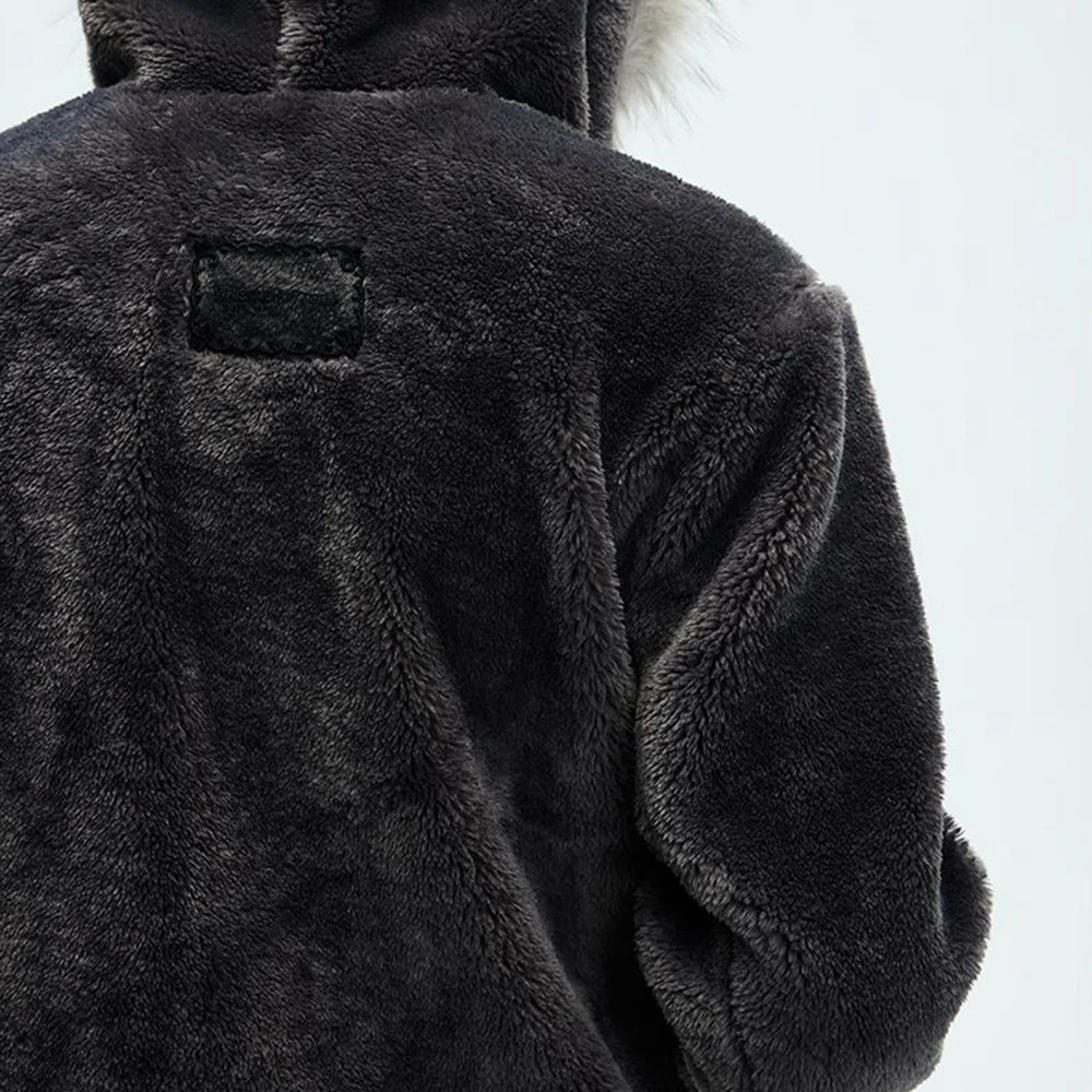 Mens Y2k Jacket Hooded Fur Thick Warm Neutral Coat Autumn Winter Fashion Casual Loose Trend AllMatch Sweater Clothing 241227