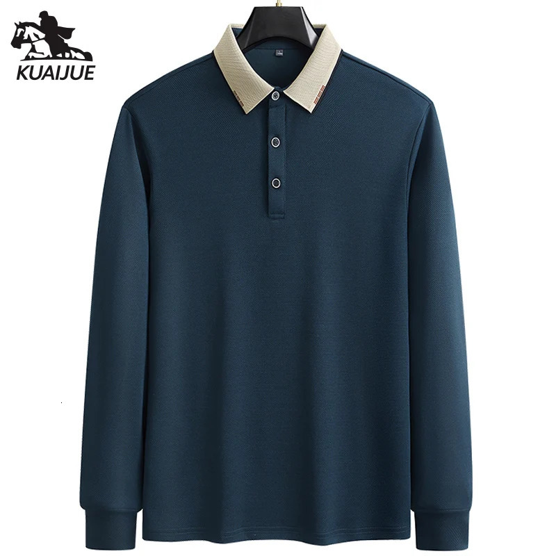 Mens polo shirt M-7XL 8XL 9XL automatic mens long sleeved polo shirt solid color middle-aged and elderly business casual mens polo shirt A92 250103