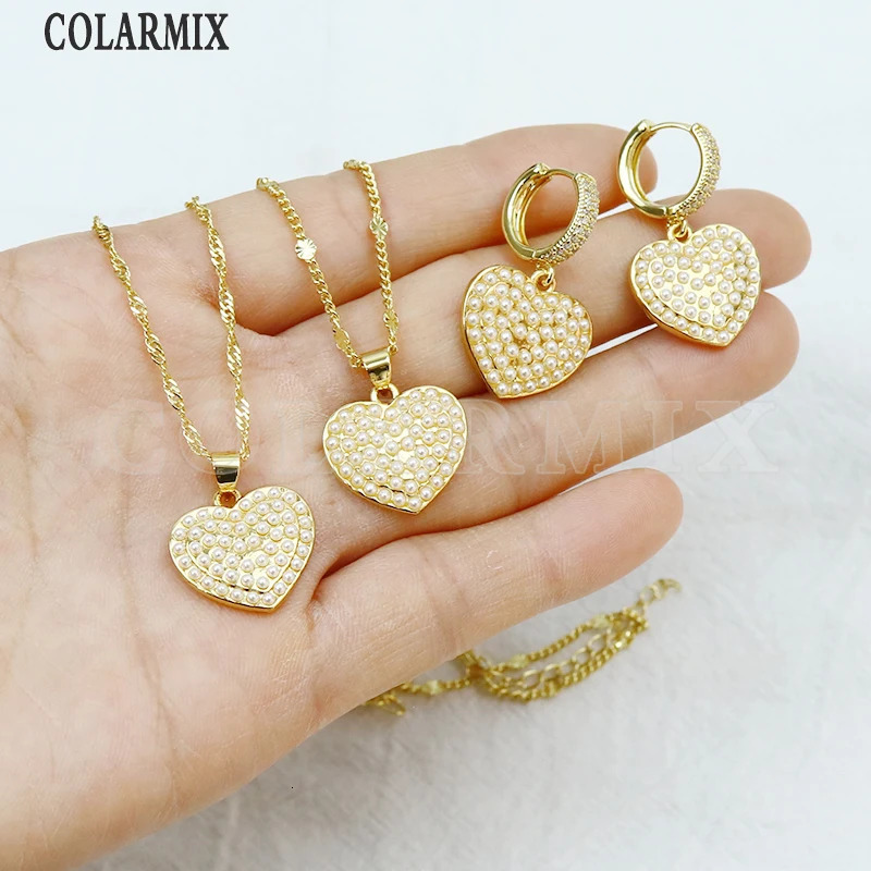 3Pcs Heart shape earrings Necklace Jewelry Set Fashion Jewelry Gift Party Women Jewelry Set 250102