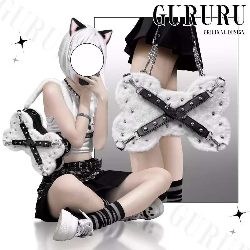 2025 New Darkness Style Shoulder Bags For Women Fashion Gothic Rivet Crossbody Bag Bone Bolsa