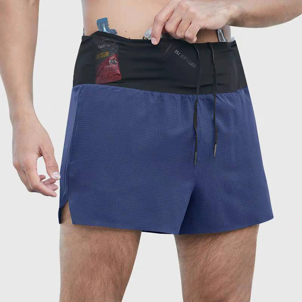 Mens Running Shorts Marathon Breathable Quick Dry Double Layer Sport Hight Waist With Back Zipper Pocket Workout Jogging 250103