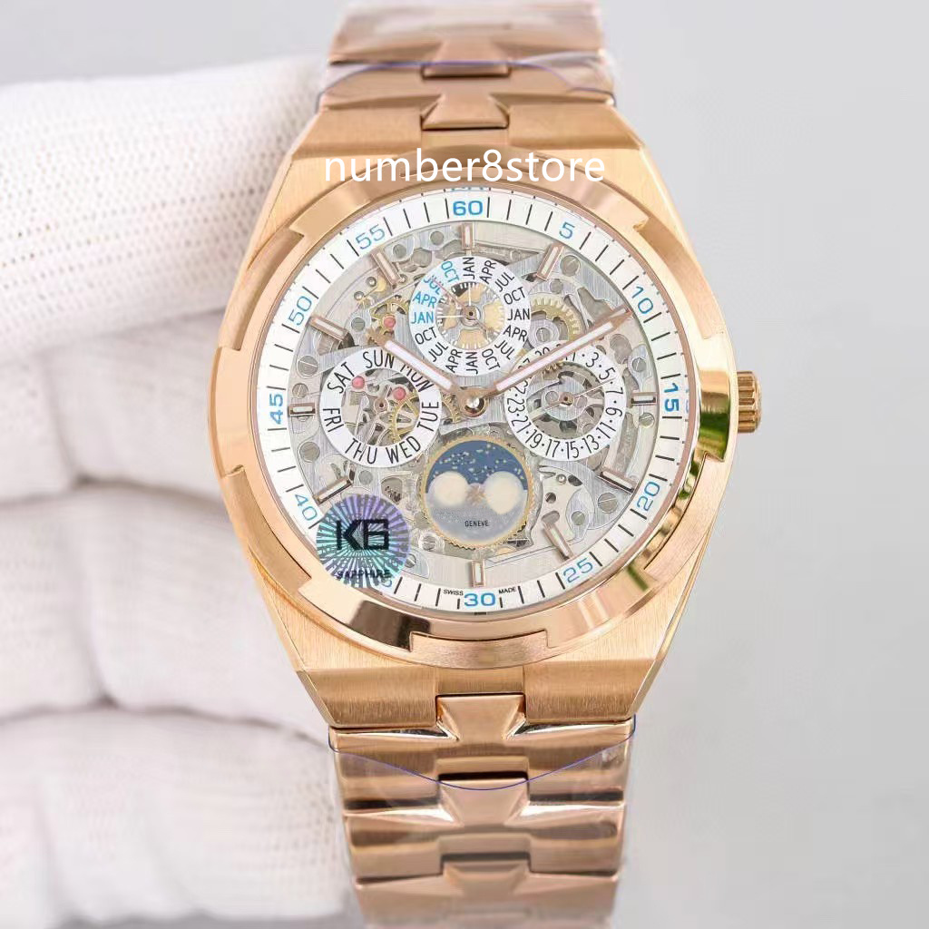 Overseas Perpetual Calendar 4300V Skeleton Mens Watch Rose Gold Cal. 1120QP Automatic Moon Phase Skeletonized Dial Sapphire Crystal Luxury Wristwatch
