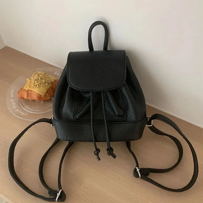 Small Fashion Backpacks School Bags for college Pu Leather Women Shoulder Bag Cute Flap String Female Handbags Tote Purse 250102