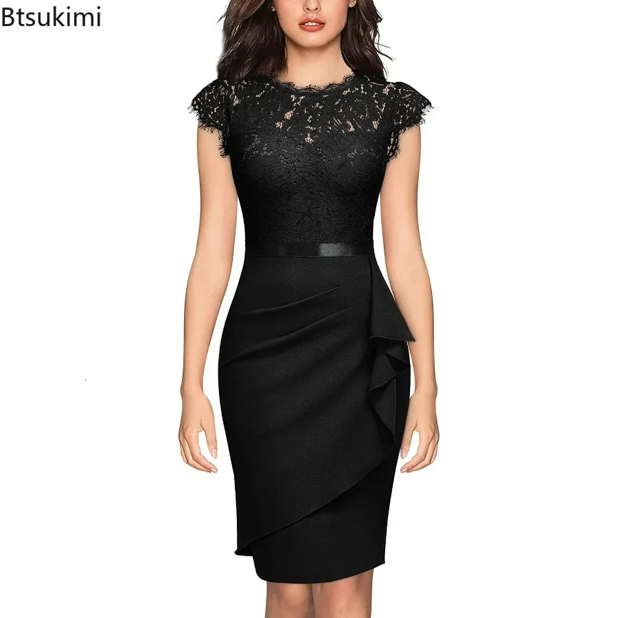 2025 Womens Elegant Lace Evening Dress Wedding Party Dress Sexy Office Womens Body Dress Fashion Birthday Club Vestdos Women 250103