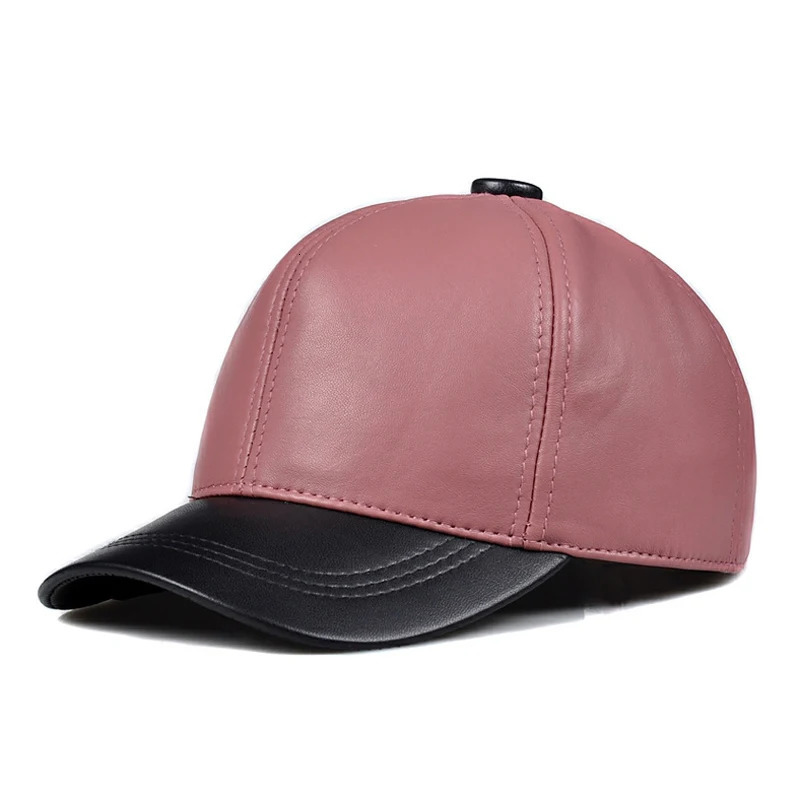 Unisex Real Leather Red Baseball Caps Sheepskin Casual Men Youth Duck Tongue Warm Hats Hip Pop Bonnet Femme Golf Sports 241230
