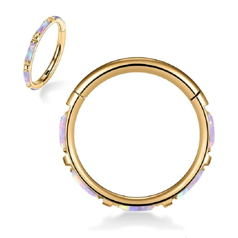 F136 Nose Ring Opal Hinged Septum Clicker Segment Ear Tragus Cartilage Helix Daith Lip Nose Sutd Body Piercing Jewelry 250103