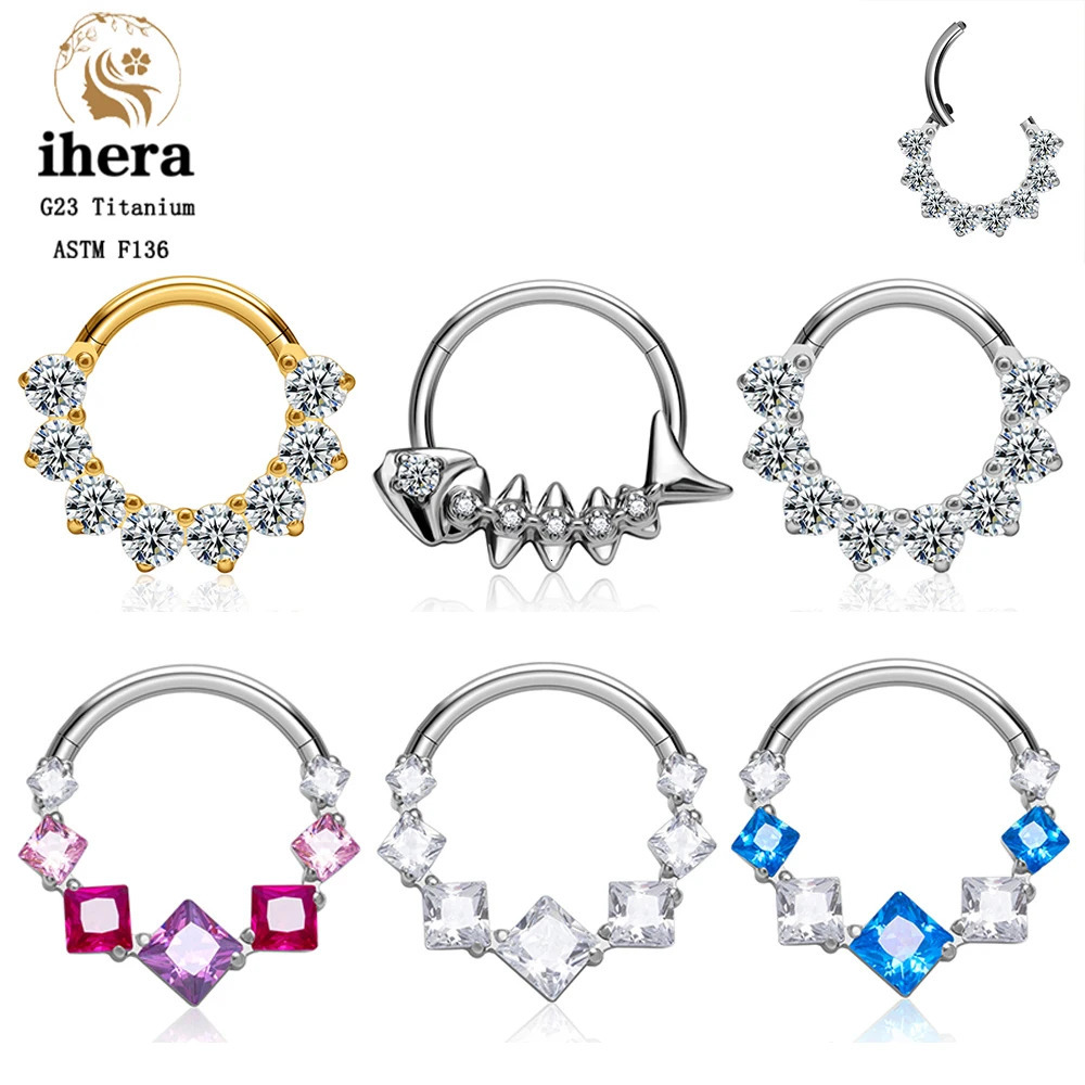 G23 Round Water Drop Septum Nose Ring 16G Zircon Woman Ear Cartilage Tragus Helix Daith Earrings Body Piercing Jewelry 250103