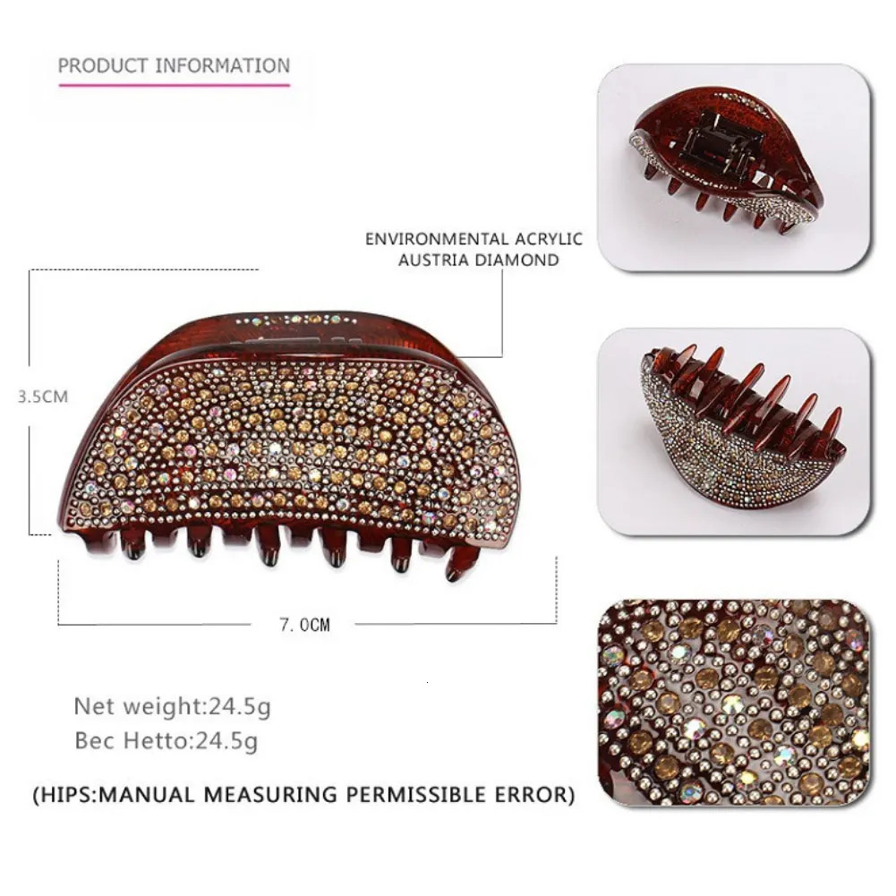 Elegant Spark Rhinestones Hair Claw Clip for Women Girls Handmade Hair Jewelry Ornament Accessory Tiara for Business Travel 250106