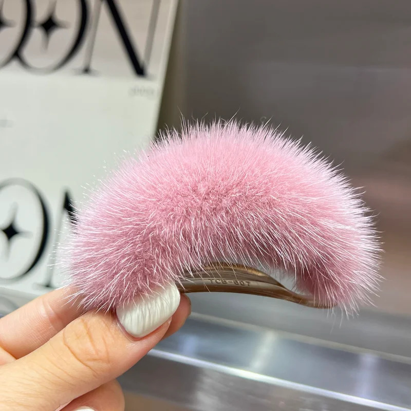 1Real Mink Fur Ponytail Hair Claws Hair Pins Clips Headwear Shark Clip Hairpins Crab for Women Girls Korean Hair Accessories 250106