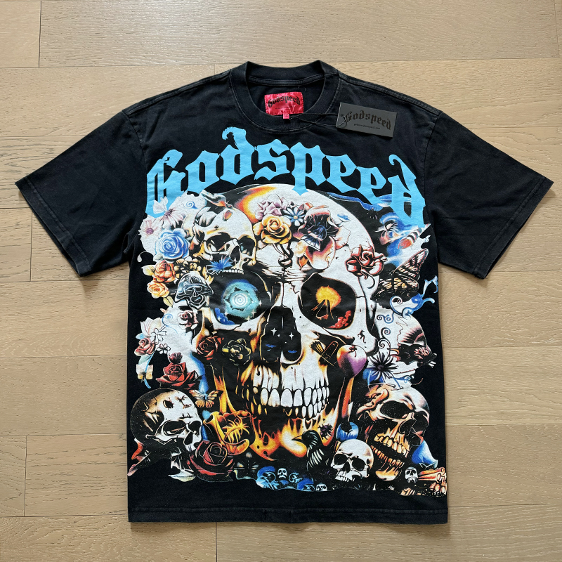 Designer Godspeed T Classic Graphic Tee Mens Shirt Vintage Printed Skull Wash Water To Make Old Cotton Short Sleeve Top Qualit