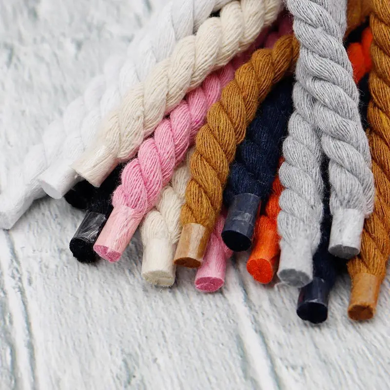 1Pair Round Shoelaces Colorful 1CM Thicker Cotton Shoelace Running Sneakers Laces 100120140160CM Boots Shoe laces Shoes 250106