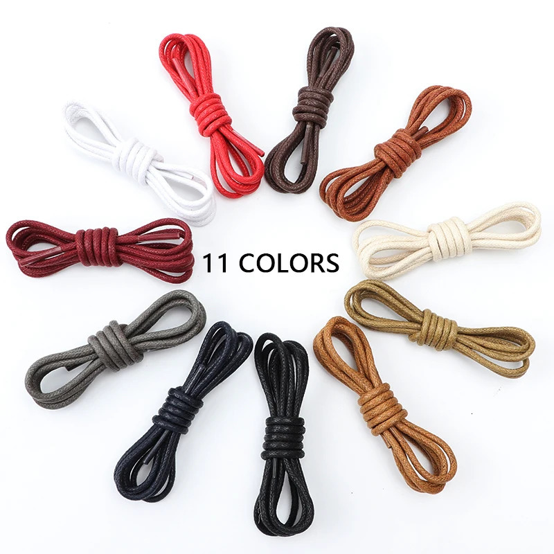 1Pair Round Waxed Shoelaces for Shoes Soild Cotton Boot Laces Leather Shoelace Waterproof Strings Sports Running Rope Shoe Lace 250106