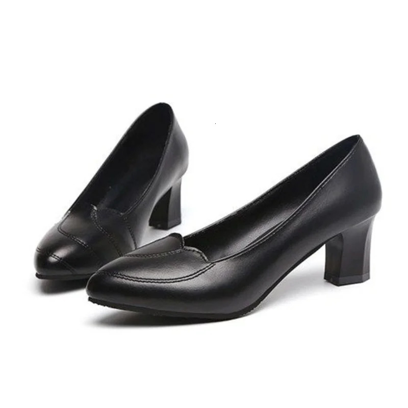 Women Classic Round Toe Black Patent Leather Slip on Square Heel Shoes for Office Lady Casual el Work Pumps Zapatos Mujer A12 250103