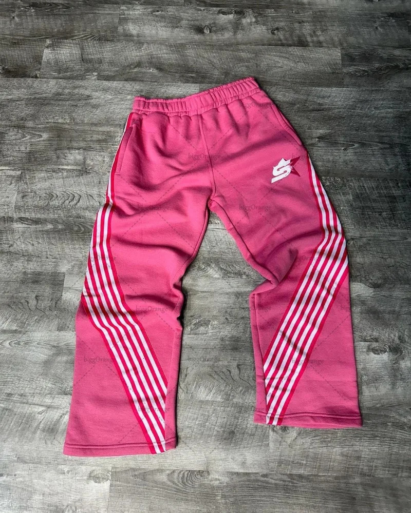 American retro classic striped sports pants Y2K Harajuku color casual pants street fashion loose wide leg Trousers 250103