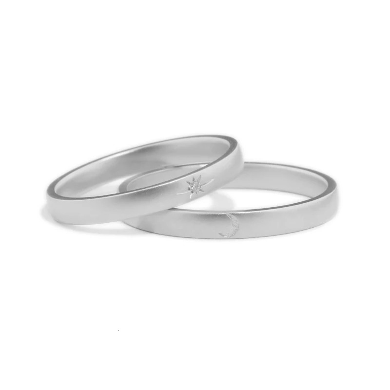 Star Crescent 18K/14K/10K Gold PT950 Platinum Diamond Couple Rings Wedding/Engagement Gift 250103