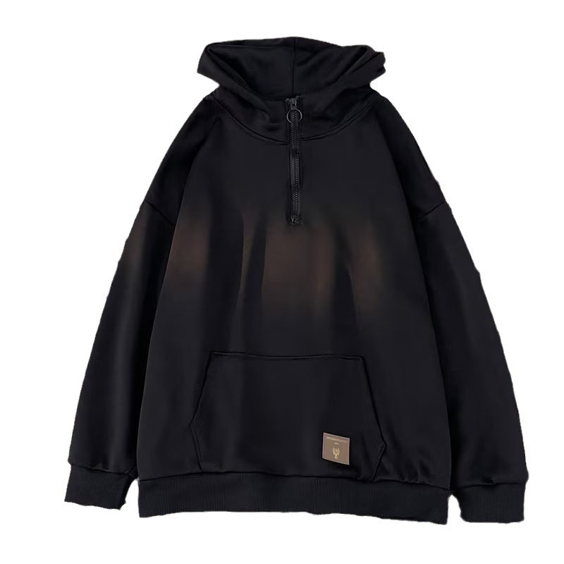 ZM01054 Autumn thin half-zip long-sleeved sweatshirt men's hooded loose large size jacket