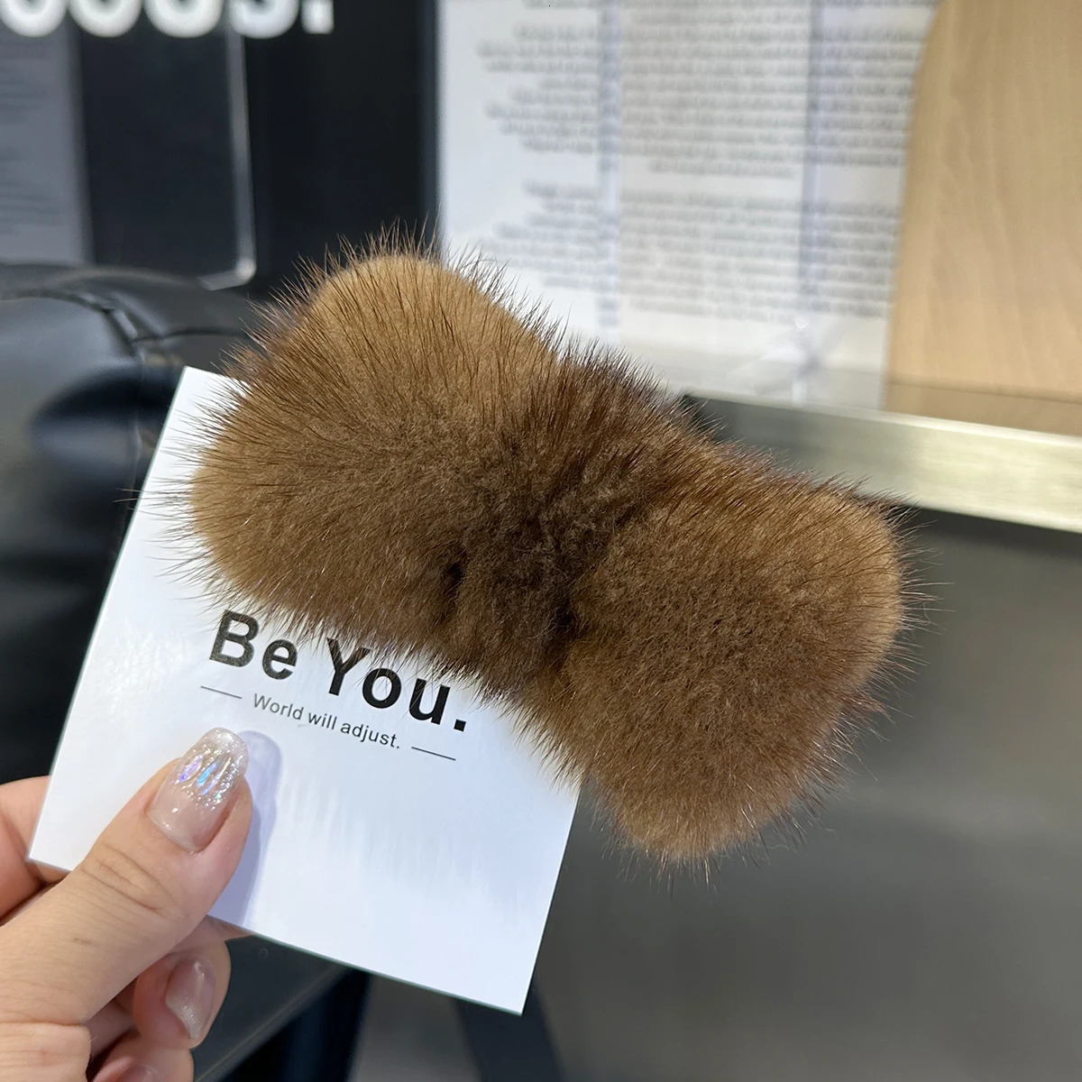 Real Mink Fur Hair Larg Bowknot Hairpin Side Clip Net Red Cute Plish Fur Headdress Shiny Hair Scratch Accessories Gifts 250106