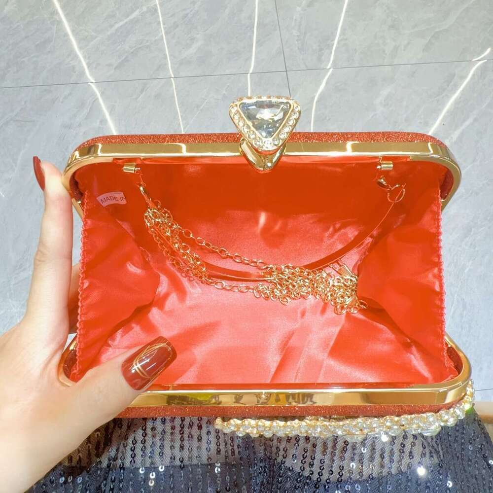 New Cross-Border High-End Handbag With Dia Inlay, Single Shoulder Diagonal Cross Bag, Wedding Banquet Cheongsam And Dinner Bags