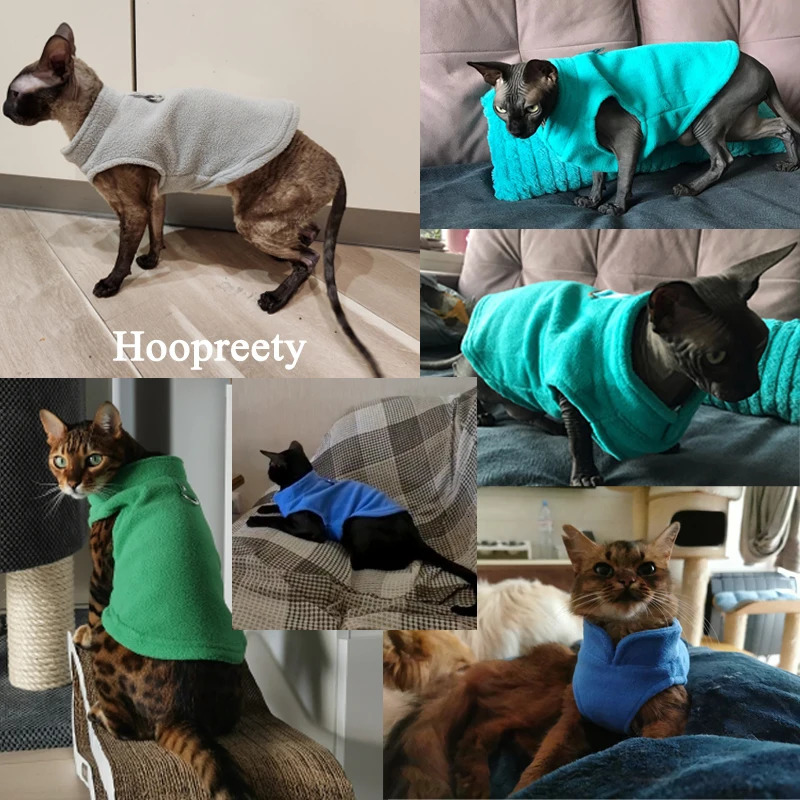 Solid Fleece Cat Clothes Winter Sphinx Cat Vest Jacket for Cats Small Dogs Chihuahua Puppy Pullover Coat Cat Costume outfits 250106
