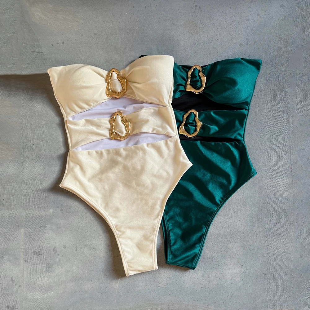 Oval One Piece Swimsuit Sexy Swimwear Women Hollow Out Bathing Suit Beachwear Monokini Female Biquini Swim 250106