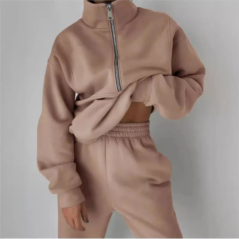 fashion comfortable warm two-piece set suitable for sports and casual womens clothing 241230