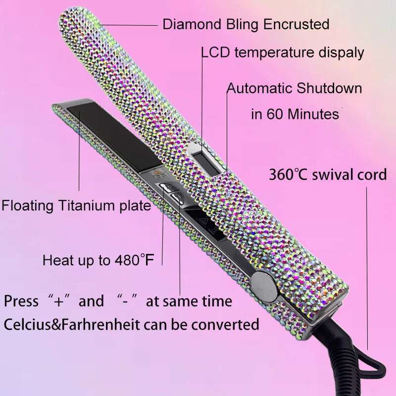 Hair Straightener Flat Iron with Rhis LCD Dispaly Titanium chapinha extreme 480F profissional planchas para el cabello