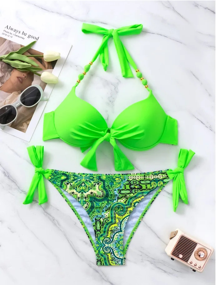 Sexy Push Up Bikini Women Swimsuit Two Piece Swimwear Female Thong Bikinis Set Swimming for Bathing Suits Brazilian Biquini 250106