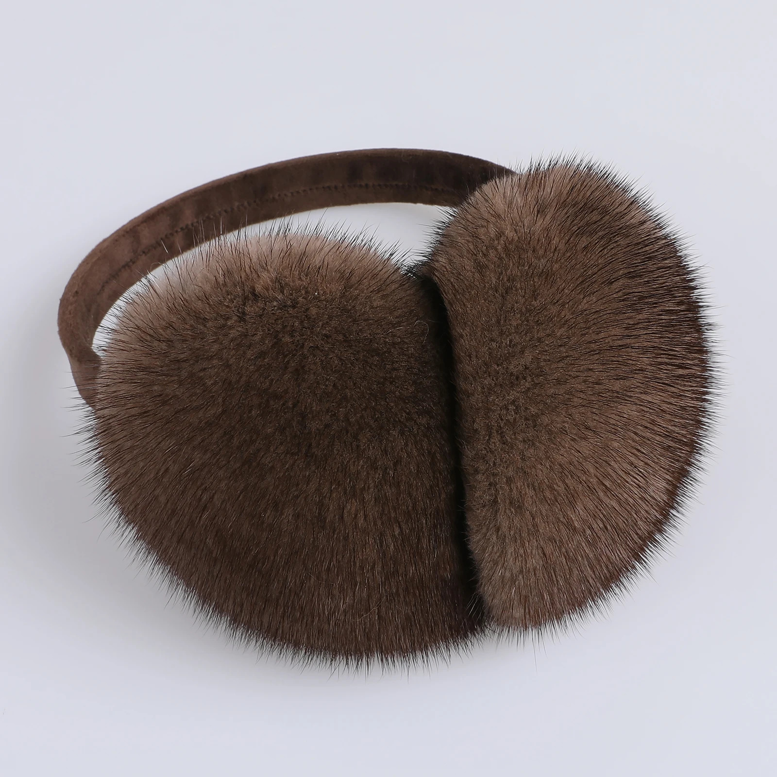 BOONJOVIA Unisex Real Mink Fur Earmuffs With Velvet Band Mens Womens Foldable Ear Warmer- Winter 250106