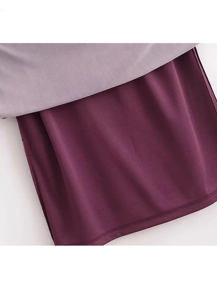 TRAF Womens Printed Chiffon Tight Dress 2025 Fashion Ruffle Elegant Long Sleeve Party Dress 250103