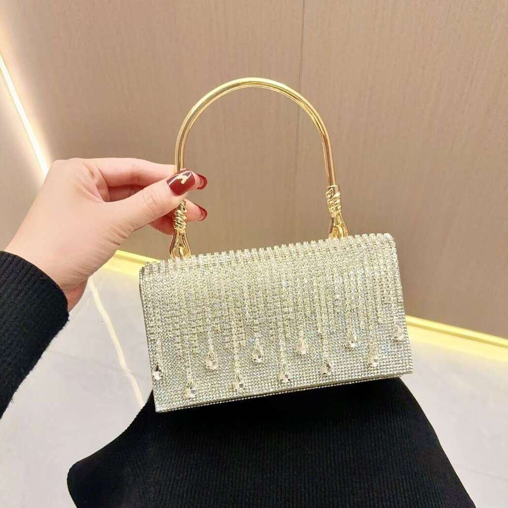 New European American Retro Dia Studded Rhie Handbag With Tassel And Banquet Style Small Bag For Women's Diagonal Cross Dinner Bags