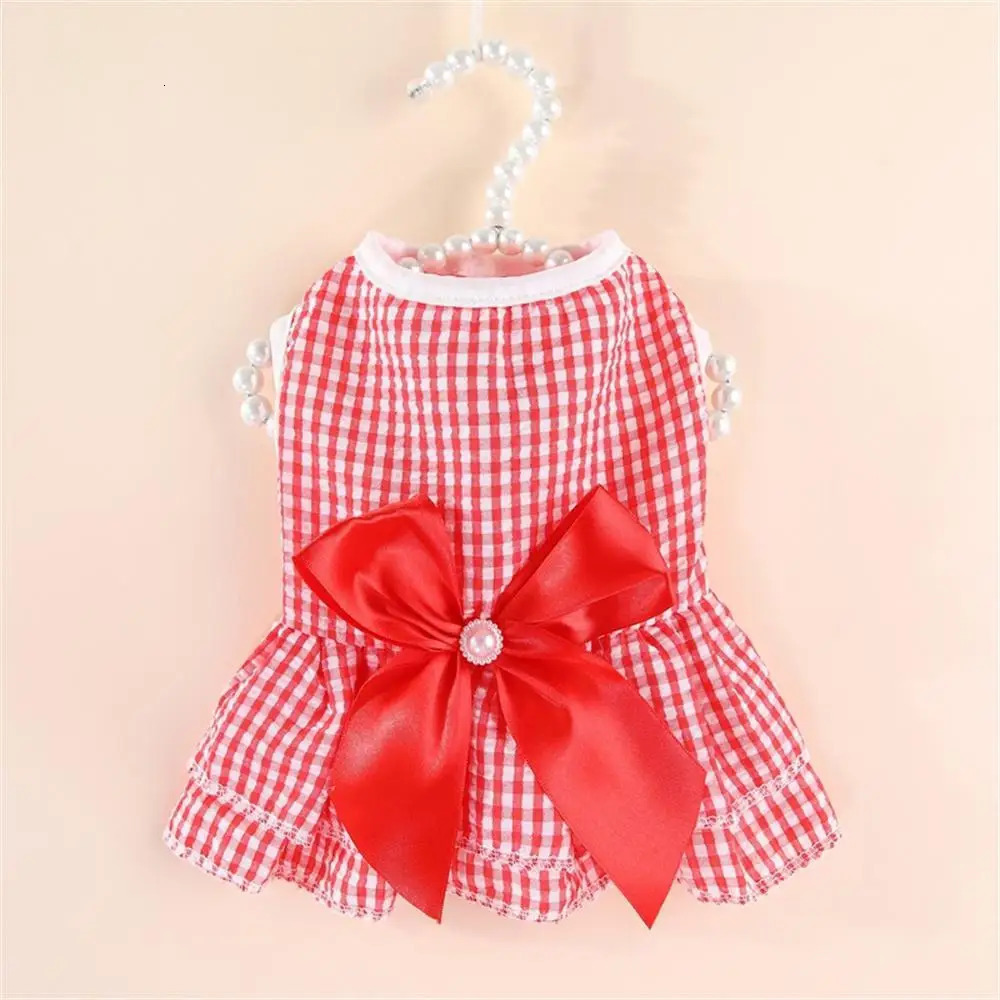 Cat Puppy Princess Dress Summer Pet Clothes Striped Plaid Dresses with Bow for Cats Kitten Rabbit Clothing ropa para gato 250106
