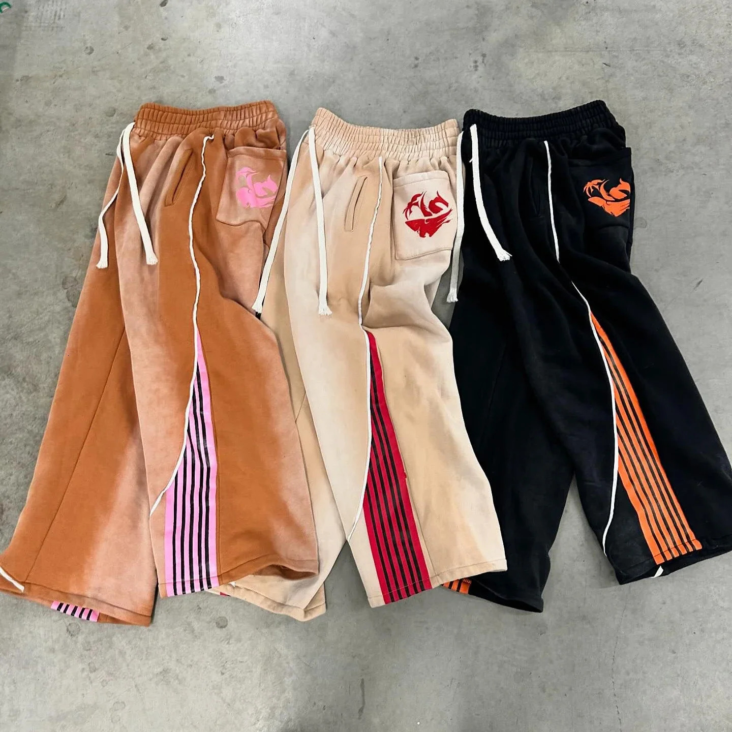 Y2k Fashion Stripes Pants American Trend Hip Hop Mens Slow Running Drag Sports Pants Oversized Cargo Trouser Streetwear 250103