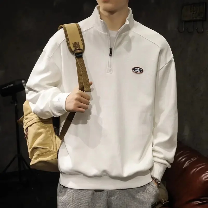 Mens sportswear Korean autumn mens polo shirt long sleeved pocket with collar affordable clothing full-size S Emo Pullover 250103