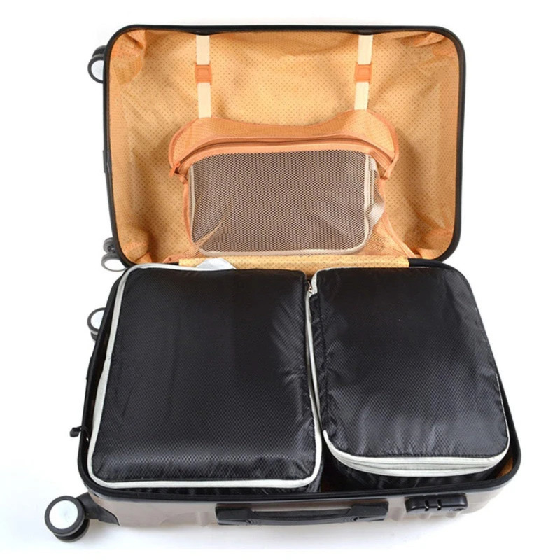 3PCS Compressed Packing Cubes Travel Storage Organizer Set Mesh Visual Luggage Portable Convenient Lightweight Suitcase Bag 241226