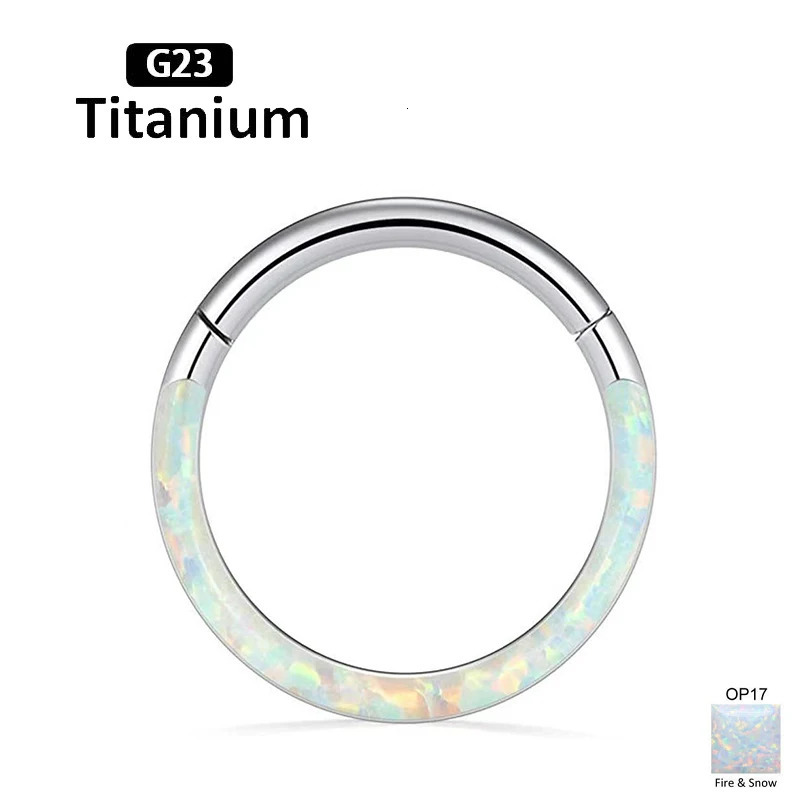 1Pc G23 6-12mm Opal Nose Ring Hoop Septum Clicker Hinged Segment Ear Cartilage Tragus Helix Lip Piercing Body Jewelry 250103