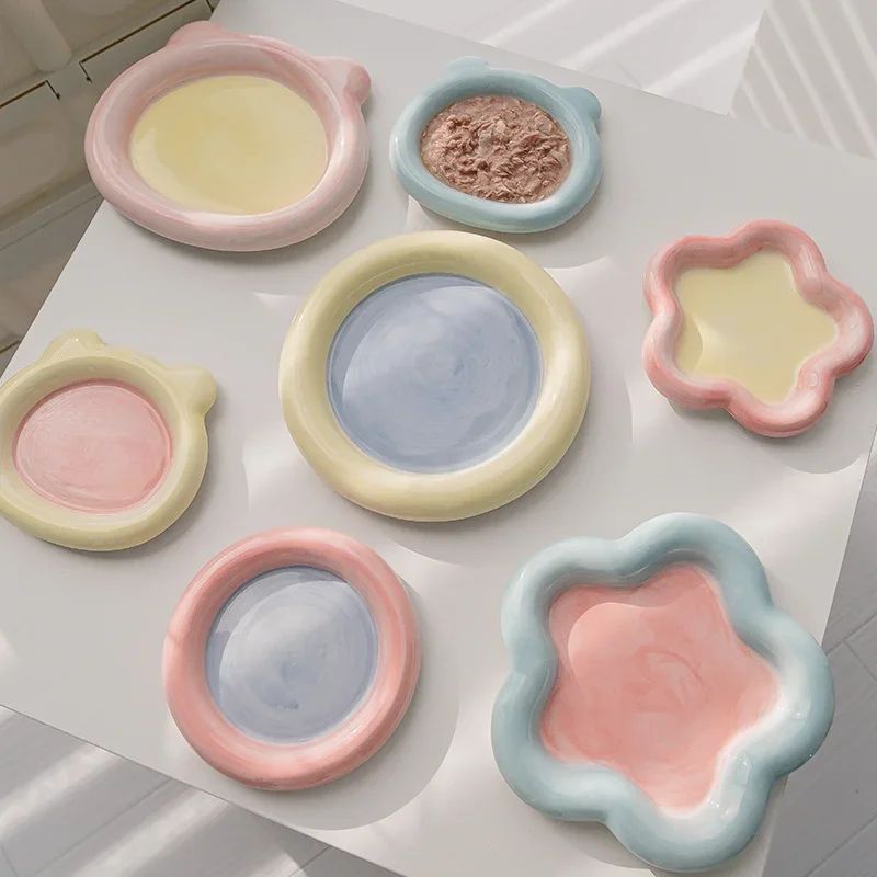 135964 Cute Cartoon Drinking Water Feeding Bowl Ceramics Food Utensils Cat Dog Pet Supplies Accessories