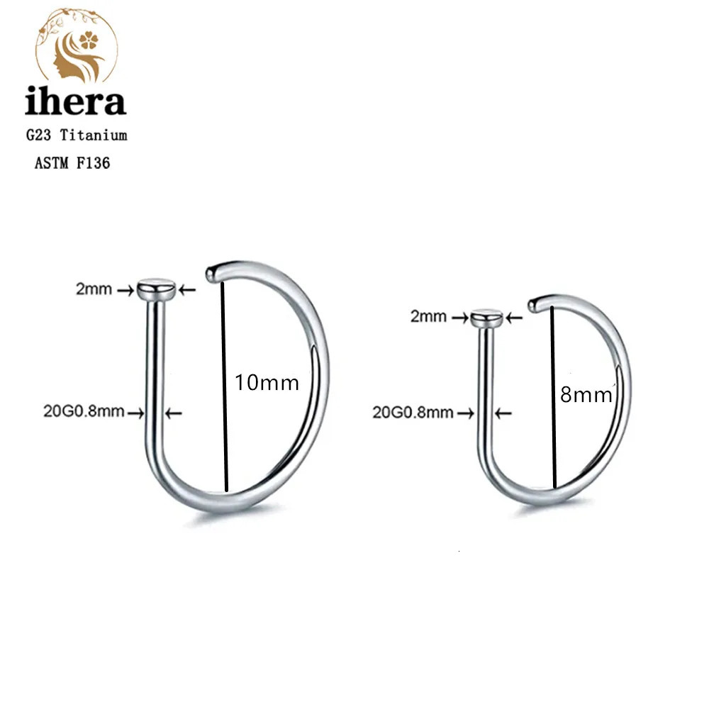 10PCS G23 D Shape Nose Piercing ASTM F136 20G Nose Ring Hoop Septum Rings Sexy Women Body Jewelry Nariz Stud 250103