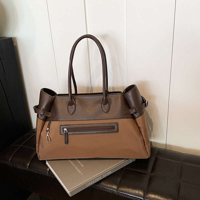 Women's Bags handbag Tote Autumn New Meilad Shoulder Large Capacity Color Contrasting Fashion Travel Bag