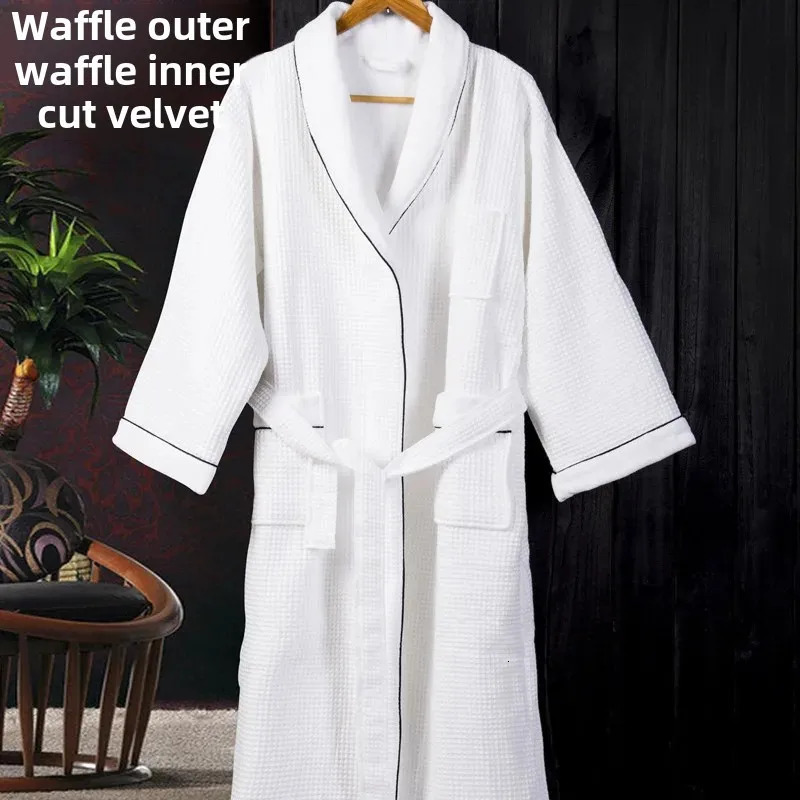 Pure Cotton el Bathrobe White Fleece Checked Robe Five-Star el Quality Bathwear Home Use Products From China Mainland 250102