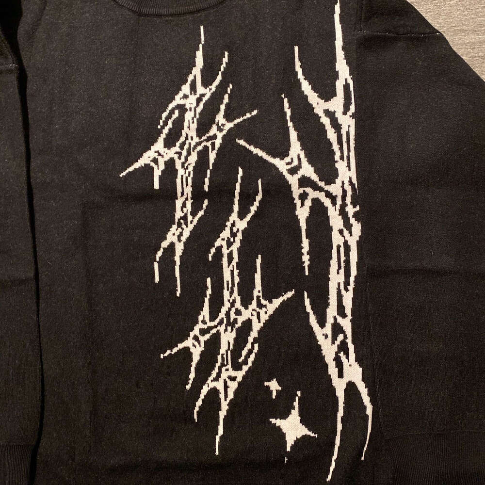 Knitwear Anime Jacquard Pattern Round Neck Long Sleeve High Street Loose Sweater y2k Style