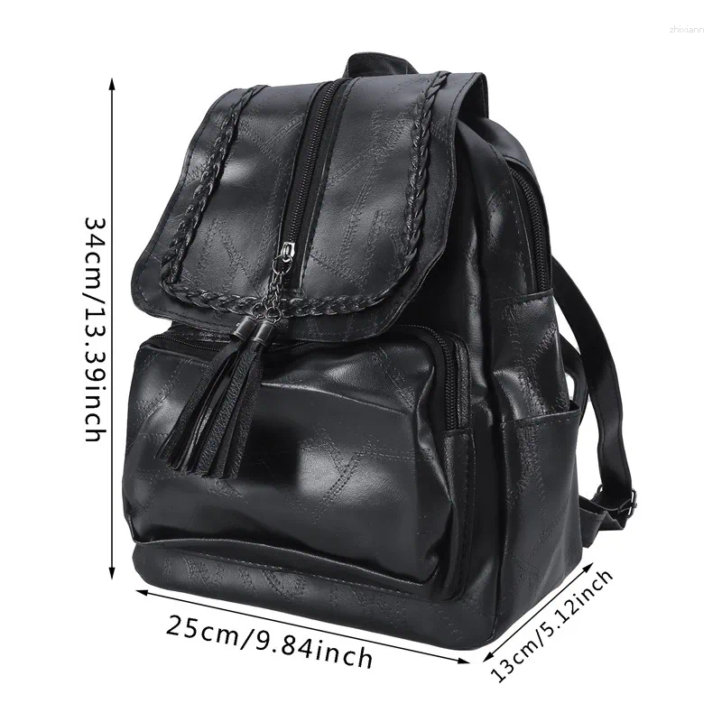 School Bags Women Leather Backpack Bag Classic Black Waterproof Travel Shoulder Multi-function zhanyishengli