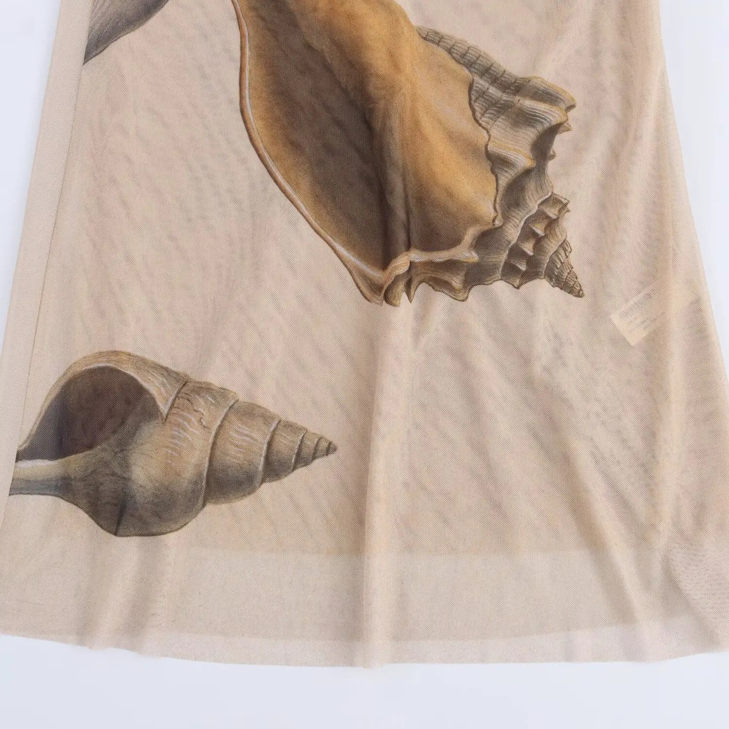 Autumn Temperament Womens European and American Style Fashion Slim Shell Print Silk Mesh Dress Street Skirt 250103