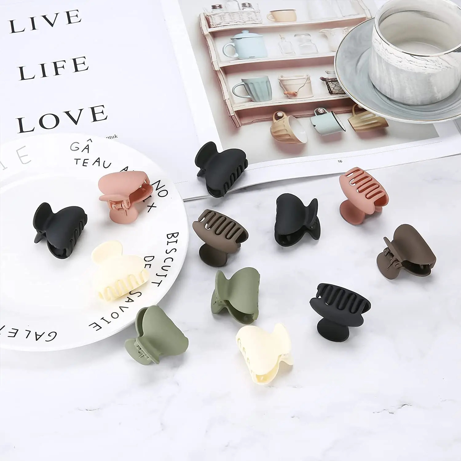 Small Hair Claw Clips for Women Hair Claw Clips Thin Fine Short 1.5 Inch Lolalet Cute Medium Size Acrylic No 12 Pack 250106