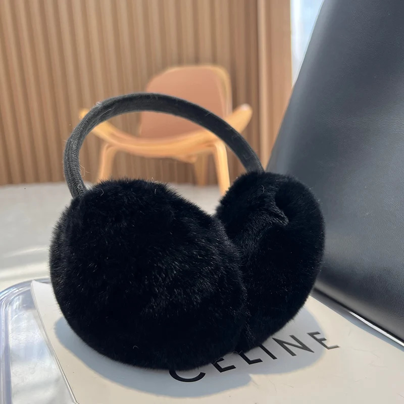 MPPM Cute Headphones Women Genuine Real Rabbit Fur Warm Earmuff Headbands Winter Accessories for Women Ear Cover for Winter 250106