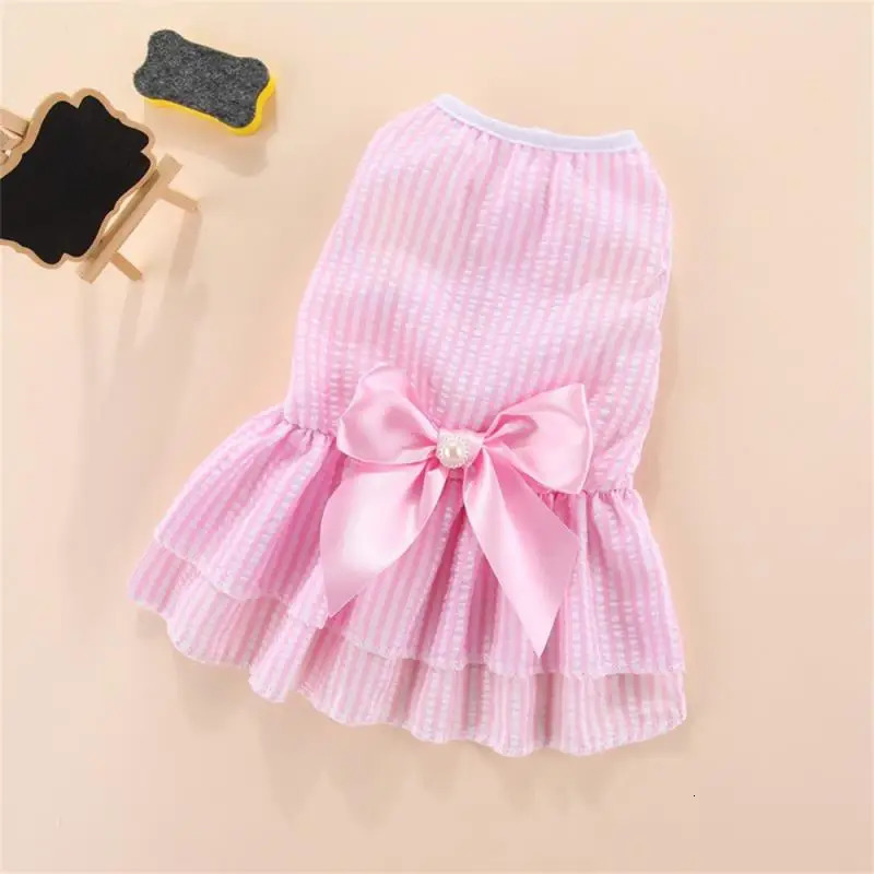 Cat Puppy Princess Dress Summer Pet Clothes Striped Plaid Dresses with Bow for Cats Kitten Rabbit Clothing ropa para gato 250106